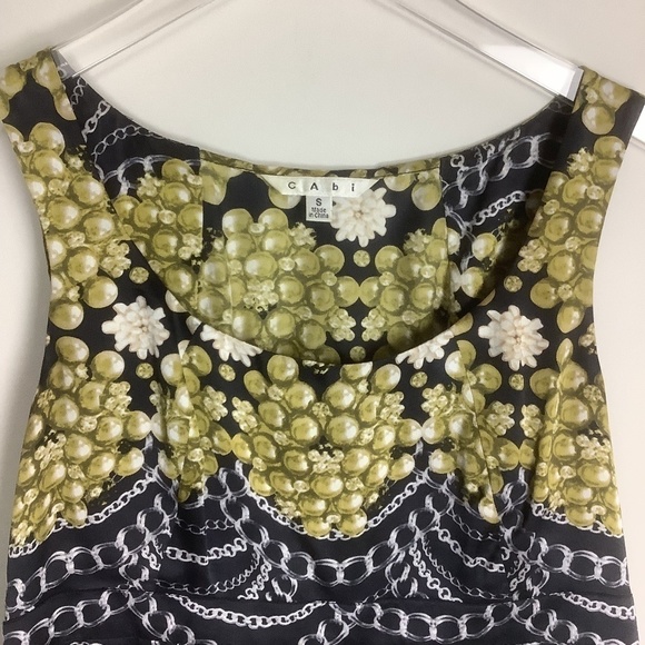 CAbi‎ Blouse Silk Pearls Chains Sleeveless Blouse Top S - Picture 4 of 10